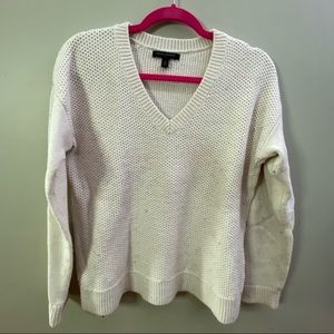 White v-neck sweater